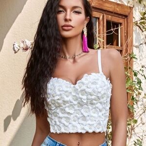 Floral White Crop Top
